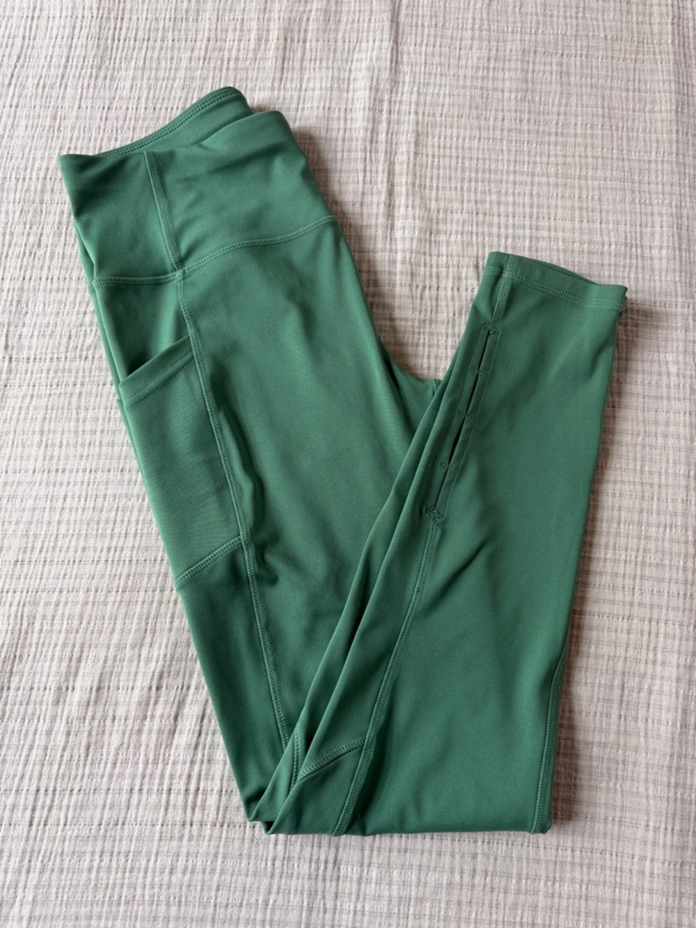 Women’s High-Waist Active Leggings with Side Pockets- Green